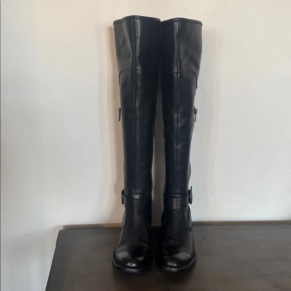 Crown by Born Women's Black Leather Over the Knee-High Boots Riding Size 6.5 New